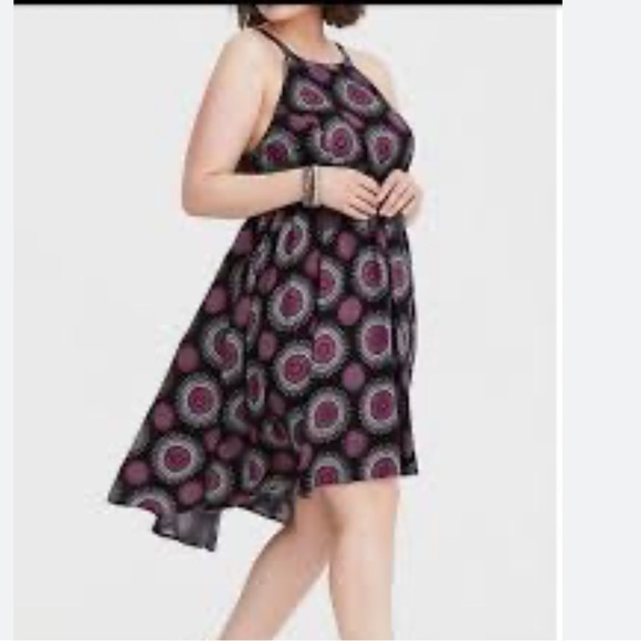 Torrid Black Medallion Hi Lo Challis Dress Size 12 - Picture 2 of 8